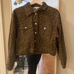 Cheetah cropped jean jacket